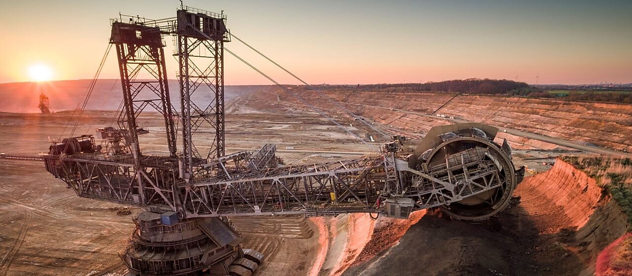 Mining equipment at dusk