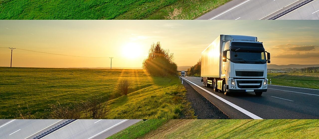 Truck driving into distance