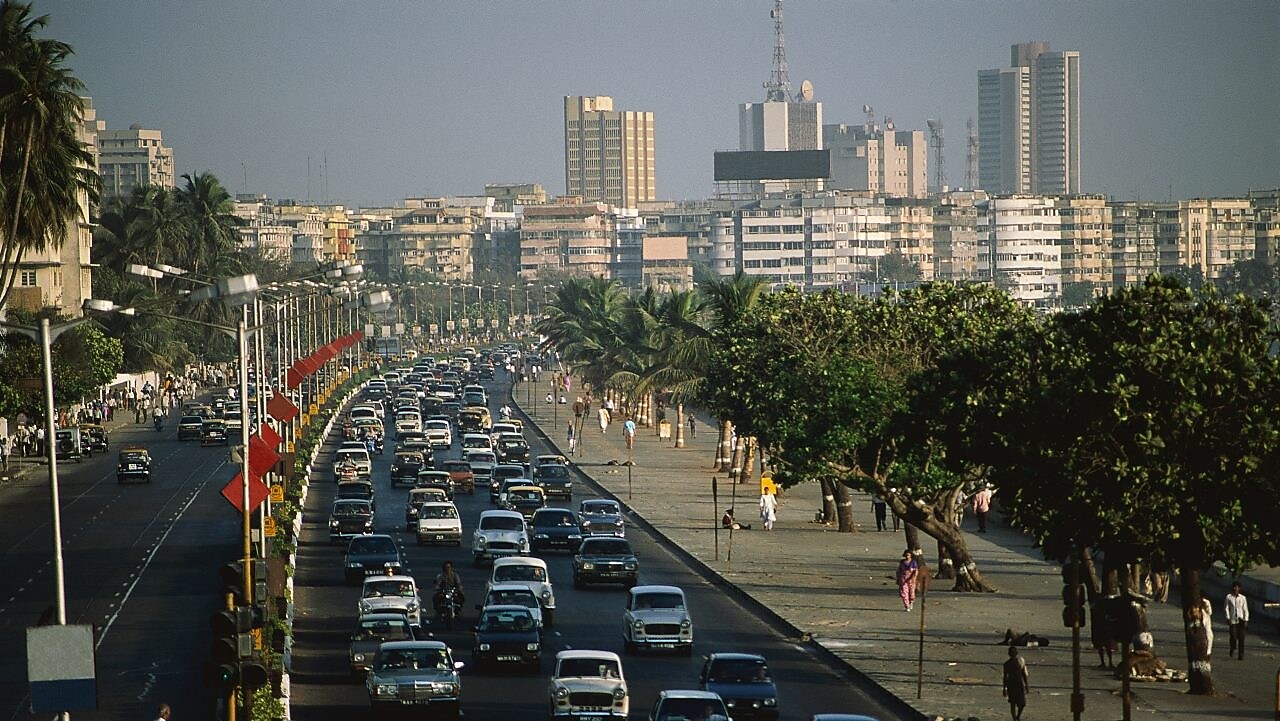 Traffic jam on Marine Drive in Bombay, India