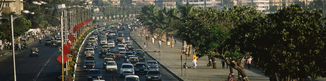 Traffic jam on Marine Drive in Bombay, India