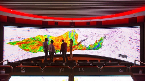 People reviewing subsurface model