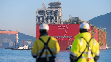 Prelude’s maiden voyage: the facility’s enormous hull takes to the water for the first time