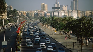 Traffic jam on Marine Drive in Bombay, India