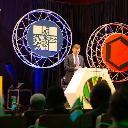 Shell Tanzania Managing Director, Marc den Hartog giving a special during the Tanzania Young Scientists Final competitions, the  event was partly sponsored by Shell.