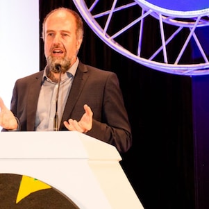 Shell Tanzania as one of the major sponsors of the event was given a chance to address the audience - GM Commercial Dirk Nevelsteen is giving out the speech.