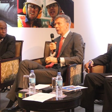 Panelists at the recent Shell’s Stakeholder Roundtable discussion on climate change. Left: Victor Akim from UNIDO, center: Marc den Hartog from Shell and right: Joseph Qamara (Vice President’s Office)