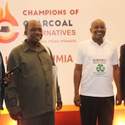 3  Institute of Management and Entrepreneurship Development CEO Dr. Donath Ulomi Posed for a photo with the winners of a competition on alternative energy. From Left Leonard Kushoka, Anyelwise Mahenge and Philip Mtui.