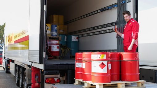 Shell lorry with v-power products