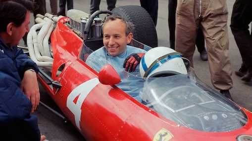 John Surtees on a Ferrari car