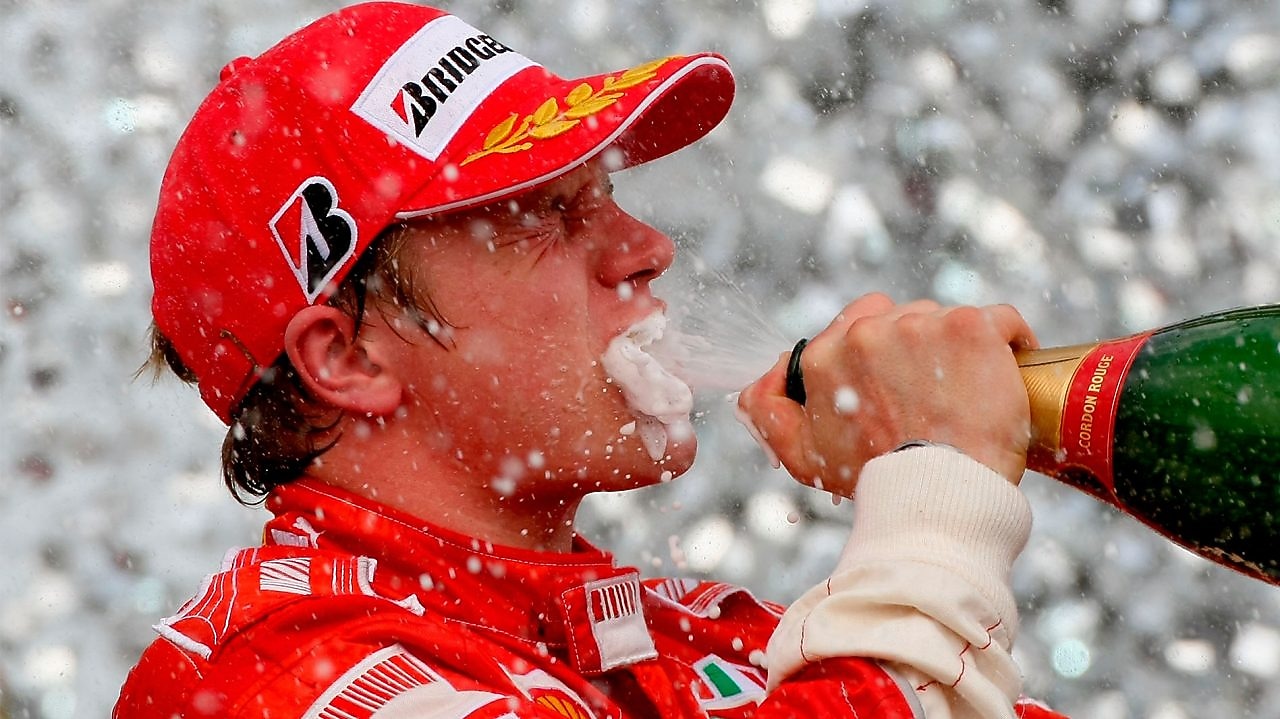 Kimi Räikkönen celebrating victory