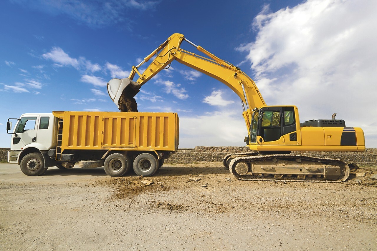 Loading mud in a truck